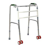 genmine Two Button Folding Walker Adult Seniors Transport with 5" Wheels and Fold up Legs Heavy Duty Weight Limit 286 lbs for Elderly