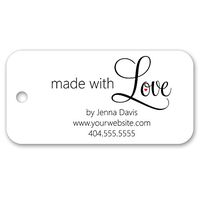 Made with Love Custom Personalized Tags - for Gifts, Favors, Crafts, Business, or Handmade Products 3" x 1.5" - 30ct