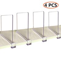 CY craft Acrylic Shelf Dividers for Closets,Wood Shelf Dividers, 4 PCS Clear Shelf Separators,Perfect for Clothes Organizer and Bedroom Kitchen Cabinets Shelf Storage and Organization