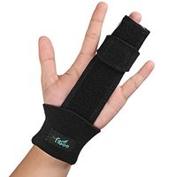 Fibee 2 Finger Splint Trigger Finger Splint, Adjustable Two Finger Splint Full Hand and Wrist Brace Support, Metal Straightening Immobilizer Treatment for Sprains, Mallet Injury, Arthritis(S/M)
