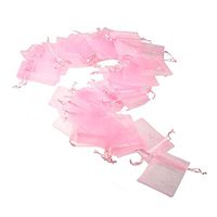 JZK 50x Pink Organza Bags Party Favour Bags Confetti Bags Small Gift Bags, 7x9 cm, for Candy, Small Jewelry, Gift, Beads, Dry Flower, for Wedding, Birthday, Baby Shower, Halloween, Christmas