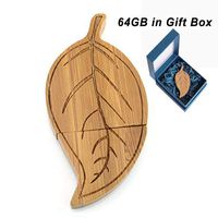 Wooden USB Flash Drive 64GB, Aretop USB2.0 Cute Cartoon Miniature Wooden Leaf Shape USB Memory Stick Pendrive for Computer 64GB Thumb Drive USB Jump Drive Data Storage Business Gift for Girls Ki