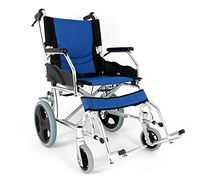 Oceanindw Aluminium Wheelchair - Lightweight Frame and Foldable Backrest, Portable Transit Travel Chair with Removable Footrests and Large Capacity Storage Bag