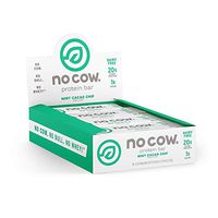 No Cow Protein Bar, Mint Cacao Chip, 20g Plant Based Protein, Keto Friendly, Low Carb, Low Sugar, Dairy Free, Gluten Free, Vegan, High Fiber, Non-GMO, 12Count
