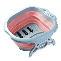 JJDD'G Collapsible Foot SPA Bath Tub with 6 Massager Rollers Large Thick Sturdy Plastic Foot Basin for Feet Soak, Pedicure and Massage Ankles,Blue