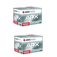 2 Rolls Agfa APX 100 36 Exposure Pro Black and White Negative 35mm Film