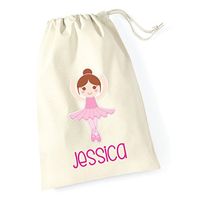 hiusan Cute Personalized Brown Hair Ballerina Canvas Drawstring Bag Wedding Party Bag Christmas Bag Present Gifts Bag Novelty 30Cm X 25Cm