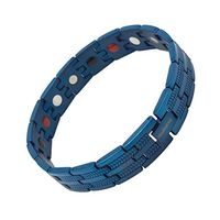 HL HealthyLine - Stainless Steel Magnetic Therapy Bracelet - Magnets- Negative Ions - Far Infrared Rays (FIR) - Germanium - Gift Box Inc (Blue)