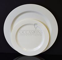 " OCCASIONS" Wedding Party 9'', 7.5'', 6'' disposable plastic plates and silverware combo (120, plain bone)