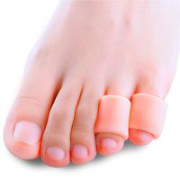 Povihome Silicone Toe Sleeves Protectors | Thick Version | for Corn, Blister, Gel Pinky Toe Protector to Reduce Friction from Heels, Boots, Flip Flops, Sandals - | Bright Beige | - 5 Pairs