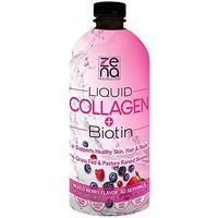 Zena Liquid Collagen + Biotin, 3500mg of Collagen Peptides and 5000mcg Biotin, Hair, Skin, Nail and Joint Support, Grass-Fed, Non-GMO, Mixed Berry Flavor, 60 Servings