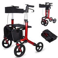 ZMYLOVE Heavy-Duty Rolling Walker Rollator with Nylon Seat, Compact Folding Rollator Walker,Under-Seat Storage Bag and Walker Storage Bag for Forthe Elderly with Limited Mobility