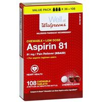 Walgreens Low Dose Aspirin 81 mg Chewable Tablets 3 Pack, Cherry, 108 ea