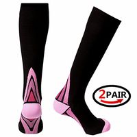 (2 Pairs) Compression Socks (20-30mmHg) for Men & Women - Best Stockings for Running, Medical, Athletic, Edema, Diabetic, Varicose Veins (Black & Pink (US Women 5.5-8.5 /US Men 5-9) 2 Same Pair, L/XL)