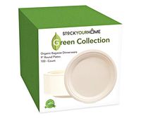 Compostable Luncheon Plates- Eco Friendly Natural Bagasse Sugarcane Dinnerware Set, 100-Count, 9 Inch