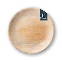 TheClearConscience - Palm Leaf Dinner Plates, 9" round, 25 pcs, Bamboo & Wood Style, Biodegradable, Professional Usage