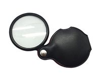 Billmill 50mm Leather Pouch Folding Pocket Magnifying Glass 8X Illuminated Magnifier Loupe (Black)