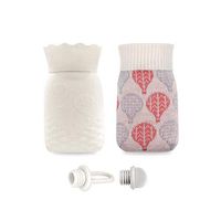 Hot Water Bottle, Iteryn Silicone Heating Bag Microwave Hand Warmer With Knit Cover - Warmer Pad For Hot Compress Cool Therapy, Gift for Birthday Thanksgiving Christmas Valentine's Day - 10.8 OZ White