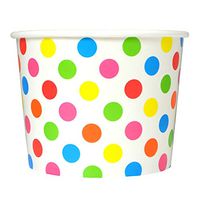 Rainbow Paper Ice Cream Cups - 16 oz Polka Dotty Disposable Bowls - Comes in Many Colors - Frozen Dessert Supplies - 50 Count