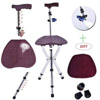 ZSMPY Three-Legged Cane Folding Elderly Chair Non-Slip Cane Multi-Function Stool