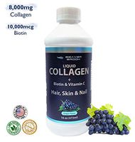 Beaver Brook Liquid Collagen Grape Flavor 8,000mg + 10,000 mcg Biotin - 16oz