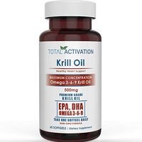 Krill Oil Omega 3 6 9 Fatty Acids with Astaxanthin, 1000mg Per 2 Softgels, Rich in DHA, EPA for Healthy Heart & Skin, 60 Red Burpless Liquid Softgel Capsules, All Natural, No Fishy Aftertaste