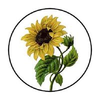 Seleq 1.2" Diameter Sunflower Envelope Seals Round Stickers Set of 48
