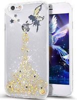 IKASEFU Cute Glitter Butterfly Star Shiny Clear Soft Gel Transparent Tpu Silicone Protective Case Cover Compatible with iPhone SE/5S/5-Butterfly,Yellow