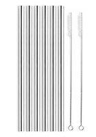 Extra Wide Reusable Stainless Steel Straws, 6 Pack  2 Bonus Cleaning Brushes Included, Designed for use with Boba Bubble Tea/Thick Milkshakes/Smoothies 9.5” Length Food Grade Steel