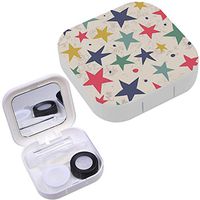 Portable Contact Lens Case Box Travel Kit Mirror + Bottle + Tweezers Container Holder [ Simple Stars ]