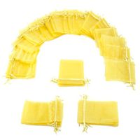 Brybelly 50 Pack of 4 x 6" Yellow Drawstring Organza Storage Bags - Party Favor Pouch for Weddings, Showers, Birthdays & Holidays, Great for Gifts, Candy, Collectibles, Jewelry