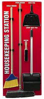 5S Housekeeping Shadow Board Broom Station RED (with Broom Kit)