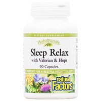 Herbal Factors Sleep Relax Formula by Natural Factors, Natural Sleep Aid with Valerian Root, Passion Flower and Skullcap, Non-GMO, 90 capsules (90 servings)