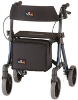 NOVA Forte Rollator Walker with 20” Seat Height, Easy to Fold and Carry Rolling Walker, Blue
