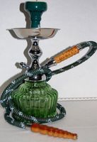 14" 1 Hose MYA Qt Forest Green Hookah in Metal Carrying Cage