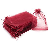 Dealglad 100pcs Drawstring Organza Jewelry Candy Pouch Party Wedding Favor Gift Bags (3x4, Wine)