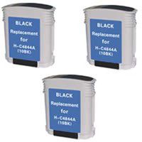 Amsahr 10BKHC(C4844A) Remanufactured Replacement HP Ink Cartridges with 3 Black Cartridges