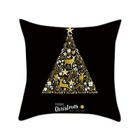Christmas Decorative Pillow Case, Kaiye Golden Pattern Print Elk Gift Balls Xmas Tree Print Peach Suede Pillowcase Sofa Bed Cushion Cover 45 x 45cm