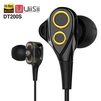 UiiSii DT200S in Ear Earbuds with Microphone, Triple Drivers Headphones with Noise Isolating, Volume Control and Stereo Bass, Compatible with Apple iOS, Android Phones, PC, Tablet (Black/Gold)
