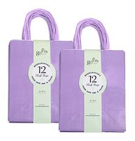 24CT Medium Lavender Biodegradable, Food Safe Ink & Paper, Premium Quality Paper (Sturdy & Thicker), Kraft Bag with Colored Sturdy Handles (Medium, Lavender)