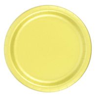240 Light Yellow (10 Pks of 24) 7 Inch Wax Coated Plain Solid Color Dessert Cake Paper Plates
