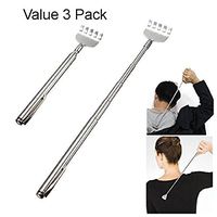 Value 3 Pack Stainless Steel Back Scratcher with Telescoping Handle with Pocket Clip