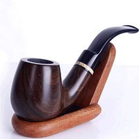 ZXCVB Flat Mouth Solid Wood Ebony Filter Pipe Detachable Plus Ring Flat Mouth Curved Pipe (excluding The Base)