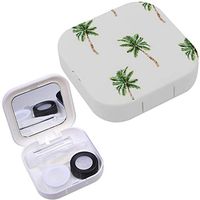 Portable Contact Lens Case Box Travel Kit Mirror + Bottle + Tweezers Container Holder [ Palm Tree ]