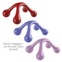 Set of 3 Hand-Held Ball Massagers - Quad Pressure Points - Great for Shoulders, Neck, Back, Legs
