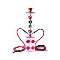 JYH-U A Full Set of 19-inch 2 Hookahs-Colored Dice-Shaped Finished Hookah with LED Lights, Suitable for Bar Parties (Color : Red)