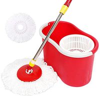 Broom and Dustpan With Long Handle Telescopic Upri Microfibre Space Saving Extendable Handle Mopping Artifact Dual Drive Stainless Steel Disc Spinning Mop Hardwood Floor Living Room Bathroom Clean Too