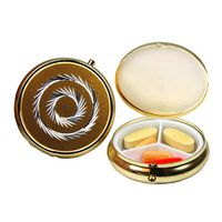 Round Fashion Pill Box (Gold Circles)