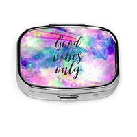 ZJZDCZA Good Vibes Only Fashion Square Pill Box Vitamin Medicine Tablet Holder Wallet Organizer Case
