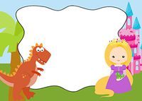 30 Blank Cards Invitations Thank You Cards Dinosaur Blonde Princess Kids Birthday Party + 30 White Envelopes